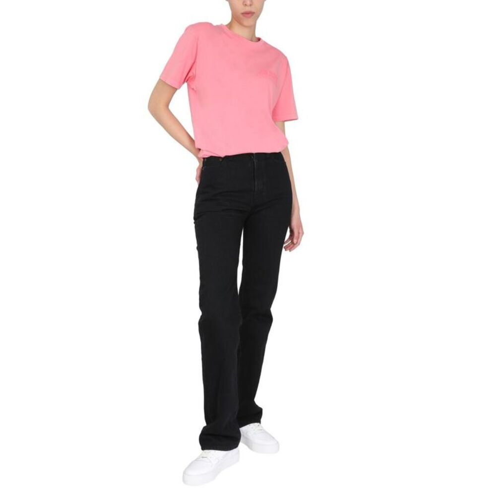 AUTRY Cotton T-Shirt with Embroidered Logo Unisex PINK T-Shirts